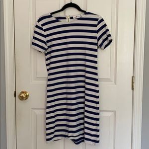 Blue and white striped dress